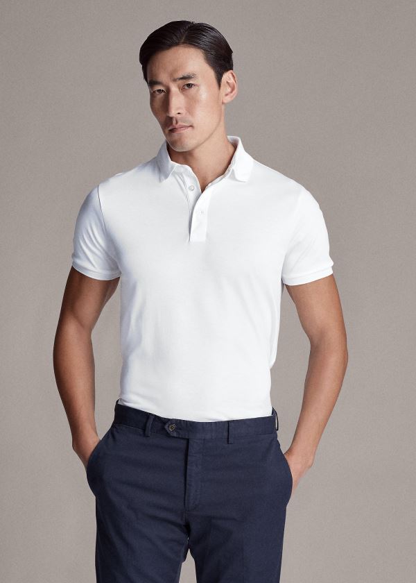 Ralph Lauren Custom Slim Fit Interlock Polo Herre Danmark (AVDGT7429)